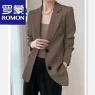 羅蒙（ROMON）輕奢女裝小西裝外套女2024春秋季新款韓版氣質時尚百搭設計西服女 咖啡色 L 110-125斤
