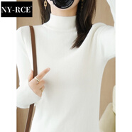 NY-RCE半高領(lǐng)打底衫毛衣女2025秋冬新款修身套頭緊身內(nèi)搭針織上衣 白色 XL