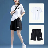 NBA KIDS-NIKE夏季速干運動(dòng)套裝男女新款速干t恤衫健身跑步籃球休閑薄款兩 耐克【NK】白色速干套裝 耐克M 建議90-110斤