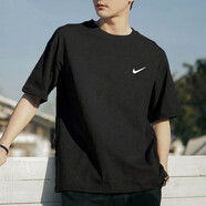 NIKE耐克正品棉短袖男跑步透氣運動(dòng)T恤新款休閑上衣小標五分袖 黑色_BV0508-010 純棉透氣 S 推薦100-120斤