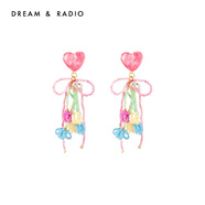 Dream&Radio【所有女生的衣櫥直播間】Dream＆Radio愛心流蘇串珠耳環(huán)花朵耳飾 [預(yù)售15天]波紋愛心花朵耳環(huán)