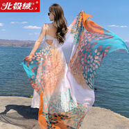 北極絨防曬絲巾女2024新款披肩外搭海邊三亞旅游穿搭云南青海沙灘裙紗巾 秋風(fēng)落葉