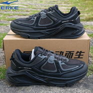 鴻星爾克（ERKE）夏季新款男鞋輕便透氣網(wǎng)面運動(dòng)鞋軟底舒適跑步鞋男生休閑慢跑鞋子 正黑/碳灰 44