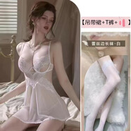 情趣內(nèi)衣女免脫火辣睡衣蕾絲網(wǎng)紗睡裙連體包臀短裙黑絲純欲風(fēng)戰(zhàn)袍 白色+白絲襪+跳蛋 均 碼【建議80-125斤】