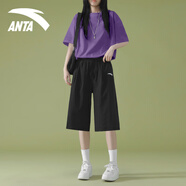安踏七分褲套裝女士時(shí)尚兩件套2025夏季新款休閑寬松大碼運動(dòng)套裝 -8晶石紫【男女同款】 L/175 【女生建議拍小一碼】
