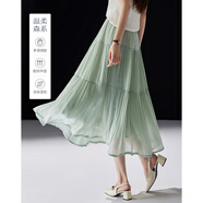 德瑪納【薄霧云紗】春季法式拼接網(wǎng)紗裙淑女風(fēng)松緊腰A字半身裙女中長(cháng)款