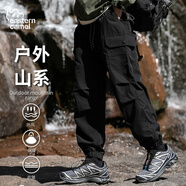 東方駱駝（EASTERN CAMEL）休閑褲子男士夏季百搭戶外登山寬松束腳工裝褲長(zhǎng)褲子男 黑色 XL