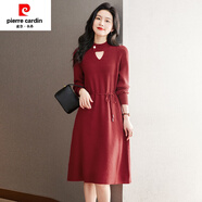 皮爾卡丹（PIERRE CARDIN）官方高檔配大衣毛衣裙女秋冬季2025新款洋氣減齡加厚半高領(lǐng)時尚針 紅色 M