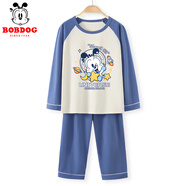 巴布豆兒童睡衣家居服套裝男童純棉親膚透氣女童薄款空調服【7A抗菌】 【長(cháng)袖款】海軍藍 環(huán)繞巴布 140