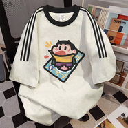 鏡朵純棉短袖t恤女夏季潮流新款寬松學(xué)生少女高中初中生女生衣服上衣 白灰色-純棉重磅 M 建議80-105斤