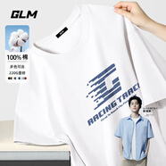 GLM短袖t恤男夏季休閑校園風(fēng)闊版純棉青少年落肩袖T恤衫 【純棉】白#JGL深藍(lán)G 2XL