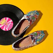 湯姆斯新款女鞋韓版薄款低幫涂鴉帆布鞋女ins潮一腳蹬套腳懶人休閑布鞋 白色 36