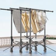 楓尚晾衣架落地折疊簡(jiǎn)易衣架臥室陽(yáng)臺掛衣架曬衣桿三桿曬架置物網(wǎng)兜