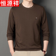 恒源祥男裝純色士桑蠶絲長袖T恤秋季衛(wèi)衣寬松休閑百搭打底衫 咖色 4XL 190【建議180-200斤】