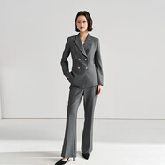 伯德小姐職業(yè)西裝套裝女春季公考面試正裝外套公務(wù)收腰小西服 TZ88 高級(jí)灰套裝【單西+褲子】 兩件套 L -適合110-120斤可穿