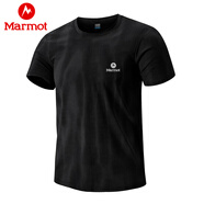 土撥鼠（Marmot ）迷彩T恤男圓領(lǐng)短袖夏季冰絲速干透氣戶外運(yùn)動跑步半袖體恤 黑色 3XL