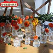 法式復(fù)古浮雕玻璃迷你花瓶ins鮮花透明水培插花桌面裝飾擺件一個(gè) 精美八件套可聯(lián)系備注挑選