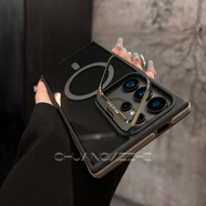 梵皓伊簡(jiǎn)約創(chuàng  )意隱形鏡頭支架適用三星S25Ultra手機殼三星GalaxyS24+全包防摔S23Ultra磁吸保護套男女款22 隱形鏡頭支架【鈦灰色-透黑】雙色利盾磁吸殼 三星Galaxy S25 Ultra