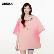 古由卡（GUUKA）潮流t恤女修身顯瘦美式復古短袖夏季大碼女裝新款2025年漸變粉色 粉色 XL