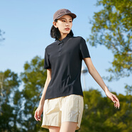 海派浩宇冰絲速干短袖POLO衫男女休閑運動(dòng)t恤翻領(lǐng)上衣 黑色 女款 2XL