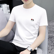 KRDUGBR【三防】短袖t恤男圓領(lǐng)夏季100%純棉半袖修身內搭夏裝男裝體恤 白色 L 【120-135斤】