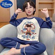 迪士尼（Disney）兒童睡衣純棉長(cháng)袖長(cháng)褲2025春秋新款哪吒男童中大童男孩家居服套裝 536哪吒風(fēng)雨【高品質(zhì)純棉】 160 S碼145-155cm  68-85斤