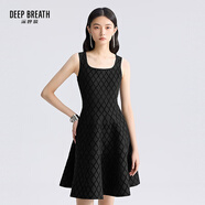 深呼吸DEEP BREATH女裝大方領(lǐng)無袖造型短款針織連衣傘裙A500465 黑 S (2碼)