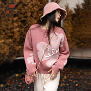 AEMAPE加厚針織衫女秋冬2025新款女裝時(shí)尚上衣慵懶風(fēng)甜美圓領(lǐng)套頭毛衣女 粉色 均碼 （建議85-136斤）