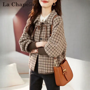 拉夏貝爾（La Chapelle）短外套女裝2025年春秋新款韓版寬松時(shí)尚小個(gè)子外套風(fēng)衣上衣女 黃格子 M [建議105-120斤]
