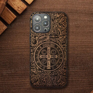 萬浮生全新荷魯斯之眼手機(jī)殼適用iphone16PROMAX木質(zhì)保護(hù)殼復(fù)古浮雕歐美風(fēng)15PRO蘋果系列手機(jī)保護(hù)套定制 胡桃木康斯坦丁 iPhone 14 Pro