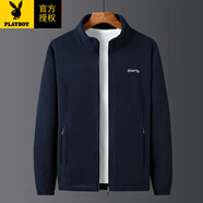 花花公子（PLAYBOY）春秋季羊羔絨男士外套大碼寬松上衣服抓絨衣加絨加厚搖粒絨外套男  921深藍(lán)（春秋款） XL