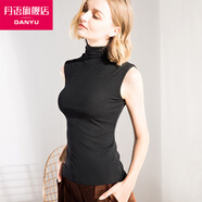 丹語(yǔ)打底衫女春夏秋冬都穿新款無(wú)袖高領(lǐng)修身da碼背心顯瘦內(nèi)搭網(wǎng)紗小衫 無(wú)袖黑色 M