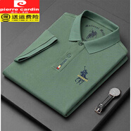 皮爾卡丹（pierre cardin）25年夏季純棉短袖T恤男高端精品刺繡打底汗衫男裝上衣服體恤 墨綠 M 165