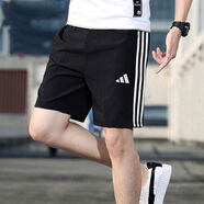 阿迪達斯 （adidas）短褲男 25夏季運動褲快干籃球訓(xùn)練舒適透氣休閑褲冰絲褲五分褲男 黑色/速干/經(jīng)典三條紋 3XL 190
