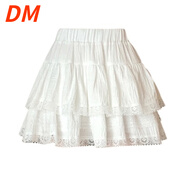 DALEY MODE白色法式芭蕾風(fēng)蓬蓬蛋糕裙女春荷葉邊短裙高腰a字半身裙 白色 L