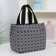 鵬境帆布包女士2025款年飯盒大容量上班通勤高級感帶拉鏈手拎小手提袋 蝴蝶小結-【黑色-無(wú)掛件】