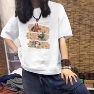 森馬（Semir）2025年新款純棉短袖T恤女夏季美式潮牌大碼女裝寬松休閑打底上衣 白色 (小鹿) XL 125-145斤