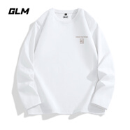 GLM白色長(zhǎng)袖t恤男春秋季重磅男裝打底衫純棉吸汗寬松大碼男士衣服