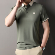 GYpolo衫男夏季新款商務(wù)休閑半袖運(yùn)動(dòng)透氣純棉體恤中年打底衫 綠色 均碼 50