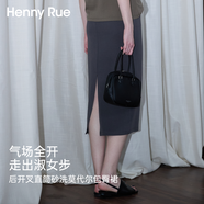Henny Rue半身裙女中長(cháng)款修身包臀后開(kāi)叉直筒裙春夏季莫代爾職場(chǎng)氣質(zhì)裙子 深灰色 M