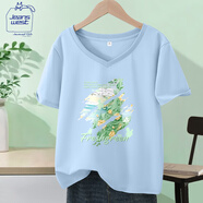 JEANSWEST CLUB真維斯寬松V領(lǐng)純棉短袖T恤女夏季休閑百搭上衣通勤時(shí)尚款女裝