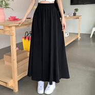 予瑾復古小眾半身裙女夏季薄款碎花雪紡百褶裙中長(cháng)款學(xué)院風(fēng)仙女長(cháng)裙潮 黑色8175 S