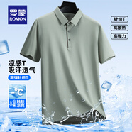 羅蒙（ROMON）【高彈透氣】短袖t恤男2025夏季新款商務(wù)休閑時尚百搭翻領(lǐng)上衣男 5T509501豆綠 L （建議115-130斤）
