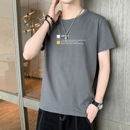 A21以純官網(wǎng)旗營店男士短袖T恤2025夏季薄款潮流印花寬松圓領(lǐng)純棉半袖體恤上衣服tee 灰色 L