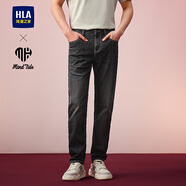 海瀾之家（HLA）直筒牛仔褲男25春夏亦心即為系列愛心繡花褲子男春秋季 黑牛過渡色（深）22 32 175/82A 推薦127~134斤