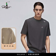 薩拉維夫（SLLAVIF）重磅圓領(lǐng)短袖T恤男夏季半袖上衣潮牌痞帥百搭寬松體恤 深灰色 XL