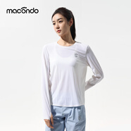 馬孔多（macondo）原創(chuàng)單品面膜感跑步長袖T恤 速干衣水潤清爽夏日溯溪原紗防曬抗菌 白色 女款 S 【女90-105斤】