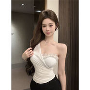 楓顧藍吊帶背心內搭女帶胸墊純的欲風(fēng)上衣網(wǎng)紗蕾絲斜肩掛脖夏季辣的妹抹 圖片色 【原版面料 / 質(zhì)量可對比 M 建議 98-110斤