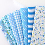 潘蘭德手工布片拼布diy田園小花碎花棉布面料棉麻布組布塊印花布頭布料 藍色系【50*50cm】7塊 個(gè)