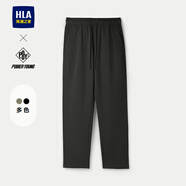 海瀾之家（HLA）休閑褲男裝春秋季輕商務(wù)經(jīng)典系列微彈通勤字母繡花時(shí)尚男士長褲子 抽繩松緊腰-HKCAW3J083A黑色8J 30 /170推薦57~59kg